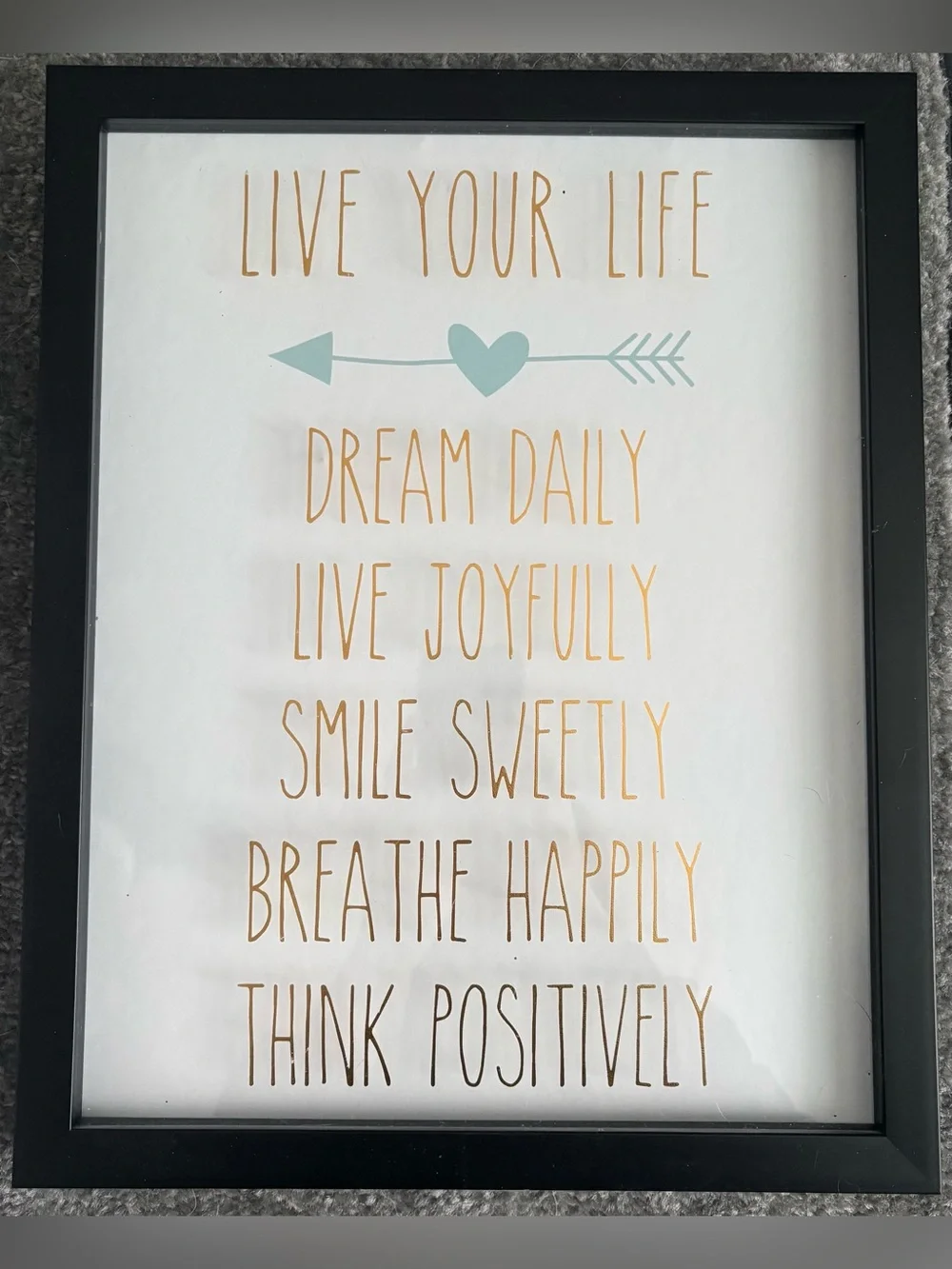 Hobby Lobby Mint Heart & Gold Lettering Inspirational Wall Art 12” x 15”